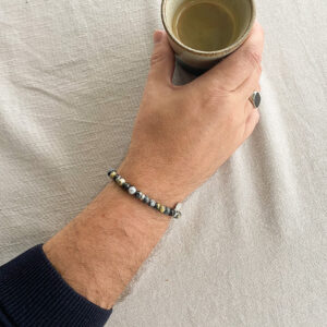 Mare Bracelet – stilrent armband i Blå Oceanjaspis med naturliga blå, grå och beige toner samt silverdetaljer från Livingstone Wikh Accessories.