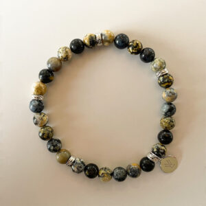 Mare Bracelet – stilrent armband i Blå Oceanjaspis med naturliga blå, grå och beige toner samt silverdetaljer från Livingstone Wikh Accessories.